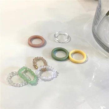 Mood Trendikas korea Käsitöö Multi-värvi Väike Kristall Helmed Ringi Naised Tüdruk Ehted Venitada Punuma Stiilis Laotud Pool Rõngad
