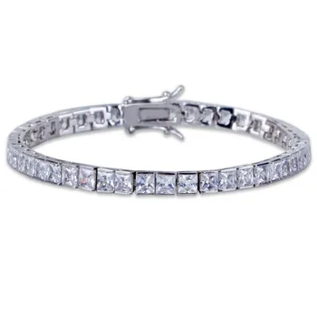 Käsitsi valmistatud 925 Sterling Hõbe 4mm Square Teemant Käevõru Naistele Meeste Luksuslik Pulmad Engagement gemstone Ehted Viis stiile