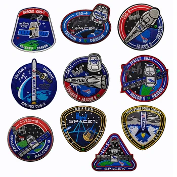 1 TK 3D CRS kosmosejaama Seeria Konks ja silmus Tikitud Plaastrid kõik korsett-tooted Tikitud Plaastrid NASA Spacex CRS 8x8cm