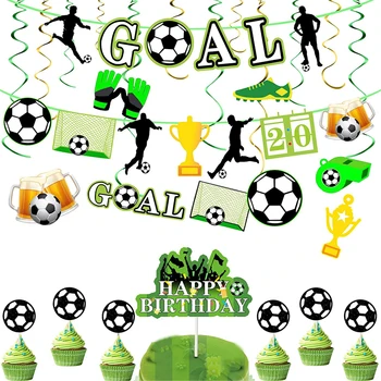 Soccer Jalgpalli Teema Kids Poiss Sünnipäeva Teenetemärgi Cup Plaat Banner Laudlina Cupcake Torukübar Sport Pool Tarvikud