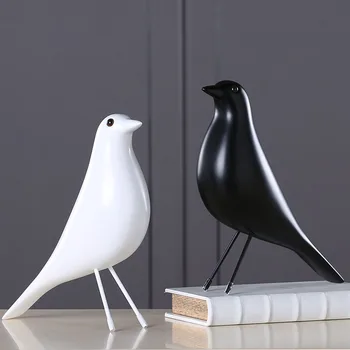 Kaasaegne minimalistlik Eames lind vaik ornament Põhjamaade kodu pehme sisustus loominguline must ja valge suur lind vaik käsitöö ehteid