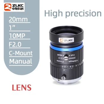 10 MP HD Objektiiv 1-tolline ja 2/3-tolline sensor F1.4 Manuaal Iris 20mm järelevalve ja masinnägemine C Mount