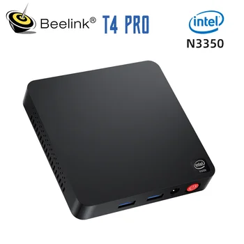 Beelink T4 Pro Mini PC Intel Celeron N3350 Windows 10 4GB DDR4 64GB magistrikursuse Toetab Dual HDMI ja USB 3.0 2.4 G 5.8 G WiFi BT4.0 PK AK3V