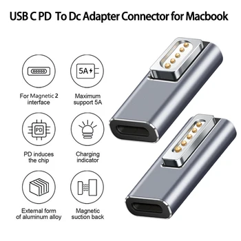 C-tüüpi Magnet-Adapter-USB-C PD, et Magsaf* 1 2 Dc Power Connector for Macbook Air Pro Sülearvuti Rasva Laadimine Magnet Plug Converter