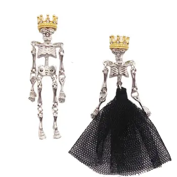 Gooti Punk Pulm Paar Kolju Kõrvarõngad Must Kleit Crown Kuningas Kuninganna Asümmeetrilise Kolju Tilk Kõrvarõngad Kolju Ehted