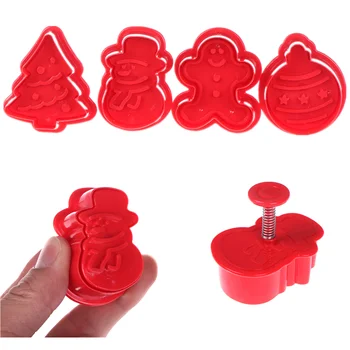 4 Tk/Komplekt 3D Christmas Cookie Cutters Küpsise Tempel Biskviit Hallituse Küpsise Kolb Lõikur DIY Küpsetamine, Vormi Piparkoogid Koju