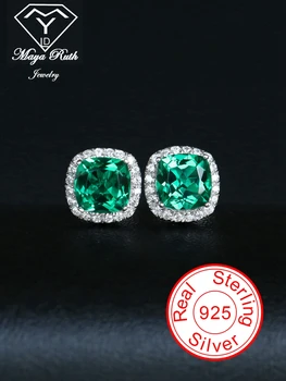 Loodud Emerald Kõrvarõngad Reaalne 925 Sterling Hõbe Poole Naised Pulma-Aastapäeva Kingitused Imitatsioon Gemstone Ruut