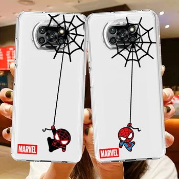 Marvel Spider Web Spiderman Telefoni Puhul Xiaomi Mi Poco X4 X3 NFC F4 F3 GT M4 M3 M2 X2 F2 F1 Pro C3 5G Civi Läbipaistev TPU
