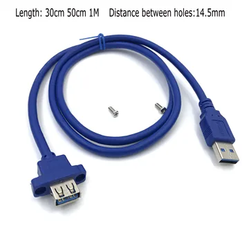 USB3.0 (meeste ja naiste pikendusjuhe koos kruvi auk Võib Lock Panel Mount Kaabel ARVUTI Sülearvuti Sõidu diktofon U-disk arvuti