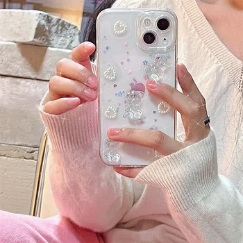 Korea 3D Crystal Karu Glitter Telefon Case For iPhone 14 13 11 12 Pro XS Max XR X 7 8 Plus SE 2022 Star Litrid Bling Selge Kate