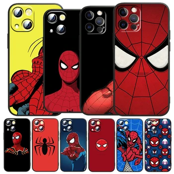 Marvel Avenger Spiderman Apple iPhone 13 12 Mini 11 XS Pro Max X-XR 8 7 6 Plus SE 2020 5 Must Pehme Telefoni Juhul Funda Capa