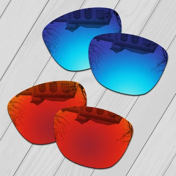 E. O. S 2 Paari Ice blue & Fire Red Peegel Polariseeritud Asendamine Läätsed Oakley Frogskins OO9013 Päikeseprillid