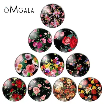 Uus vintage mix lill, roos patternphoto flatback ring klaas cabochons 20mm 25mm 18mm 14mm 10mm 12mm diy jewerly tulemused