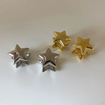 GSOLD Geomeetriline Kolmemõõtmeline Metallist Viie osutas Star Stud Kõrvarõngas Lihtne Väike Kõrva Lukk Naiste Armas Suundumusi Ehted