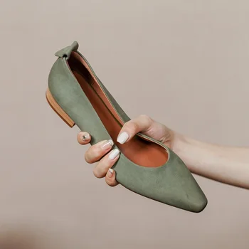 Lambanahast Lihtne Kingad Naiste Retro Foowear Kevadel libiseks prantsuse Stiilis Naiste Toasussid Vintage Kõndida ShoesWomen on Korterid