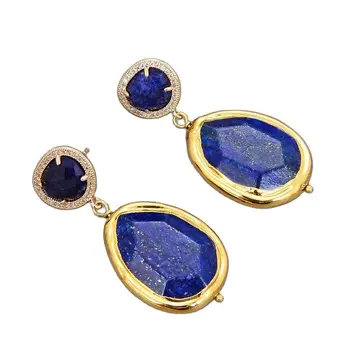GG Ehted Loodusliku Vee tilk Lapis Lazuli Sodalite kullatud Kõrvarõngad CZ Kattega