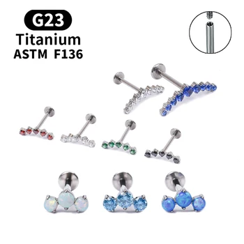G23 Titaan ASTM F136 Titanium Ehted Kõrvarõngad 16G Huule Naastud CZ Klastri Kõrvarõngas Augustamine Sisemiselt Keermestatud Labret