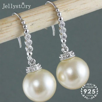 Jellystory fashion kõrvarõngad naine 925 hõbe ehteid magevee pärl tsirkoon vääriskivide tilk kõrvarõngas pulmapidu kingitus