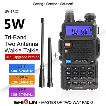 2022 Baofeng UV-5R III Tri-Band Walkie Talkie VHF 136-174Mhz/220-260Mhz/UHF 400-520Mhz Ham Raadiod 5W UV5R Sama nagu BF-R3 UV-5R A3