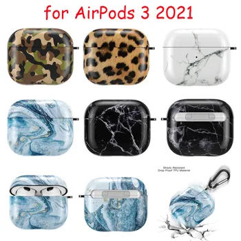 Kõrvaklappide puhul AirPods 3 2021 uus Leopard Marmor Kamuflaaž Mustriga Armas Pehme Juhul Õhu Kaunad 3 Peakomplekti Kaitse Katte