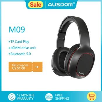 AUSDOM M09 5.0 Bluetooth Kõrvaklappide Üle-Kõrva Muusika Telefon Juhtmeta Kõrvaklapid Kokkupandav Stereo Peakomplekt Mic Toeta TF Kaart