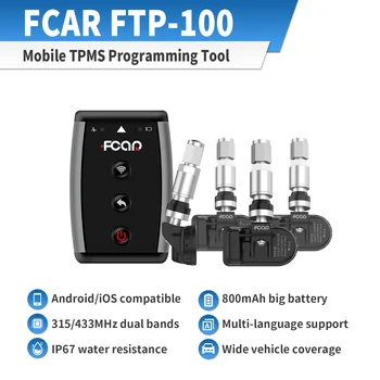 Fcar FTP-100 TPMS rehvirõhu Sensor Kit Bluetooth Kaasaskantavate 1TK Side Kasti ja 4TK Andurid Smart Auto Tööriistad