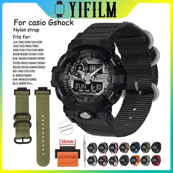 Nailon Watchband Jaoks Casio G-Shock GA-110/100/120/150/200/400 GD-100/110/120 DW-5600 GW-6900 Käevõru Rihm Bänd +16mm Adapter