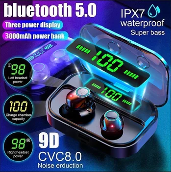 Tws Traadita Bluetooth-5.1 Kõrvaklapid 3000mAh Eest Box 9D Steriilne Sport Veekindel Mikro Kõrvaklapid