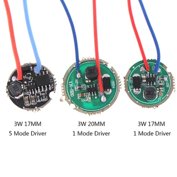 1tk 3W LED Draiver 17mm/20mm 1.2-3.6 V DC(1Mode) 12V DC(5 Režiimi) LED Taskulamp Juht