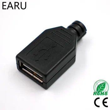 DIY 10tk Tüüpi Naine USB-4 Pin Pistik-Pesa Pesa Must Plastist Kate USB 2.0 Ühendage Adapter PCB SDA Kaabel Line