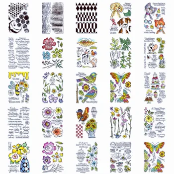 4x6inch Kutsikas Kassid Selge Templid Mõtetest, Lilled, Liblikad Läbipaistev, Räni, Templid DIY Scrapbooking Kaardi Tegemise 25