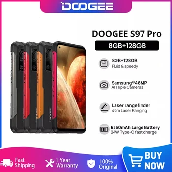 DOOGEE S97 Pro Karm Telefon 40m Laser Rangefinder 48MP QuadCamera Mobiiltelefon Helio G95 Okta Core 8GB+128GB Nutitelefoni 8500mAh NFC