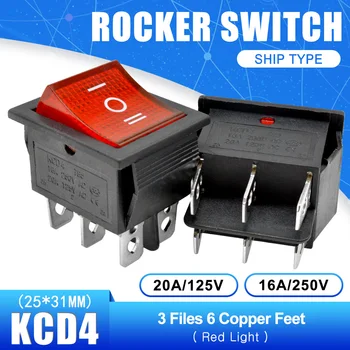 KCD4 Rocker-Lüliti Nupp ON-OFF-on 3 Asendit 6 Sõrmed Elektriseadmete Kerge toitelüliti 250VAC 16A 250V AC