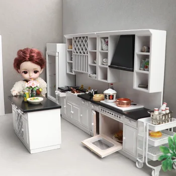 1:12 nukumaja nukumaja mini mööbel kaasaegne köök micro stseeni valge köök kapp kolme-osaline komplekt