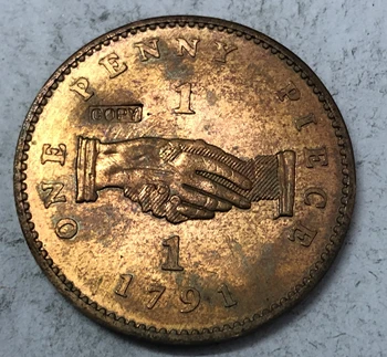 1791 Sierra Leone 1 Penny Sierra Leone Ettevõte; suuremate tüüp Vask Mündi 32mm