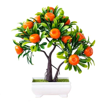 1tk Orange Tree Bonsai Pott Kunstlik Puu-Puu Kodu, Kontor Aed Desktop tehislilled Pulmapidu Decor