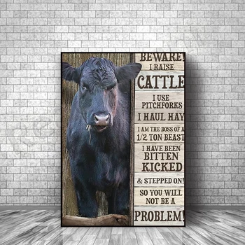 Black Angus plakat, Angus bull plakat, mullikas seina kaunistamiseks, põllumajandusloomade plakat, talumaja teenetemärgi