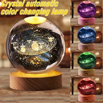 Crystal Tuled Särama Planeedi Astronaut kristallkuul Öösel Tuled 3D ystävänpäivä Kingitus USB Power Kodu Kaunistamiseks