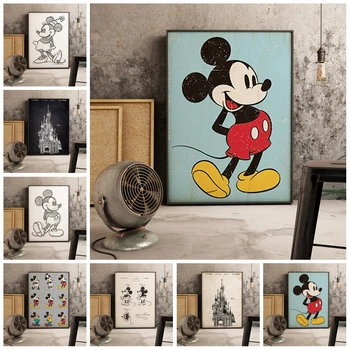 Disney miki Hiir Lõuendile Maali Animeeritud Märgi Plakat ja Print Cuadros Seina Art Pilt Kid Magamistoaga Kodu Kaunistamiseks