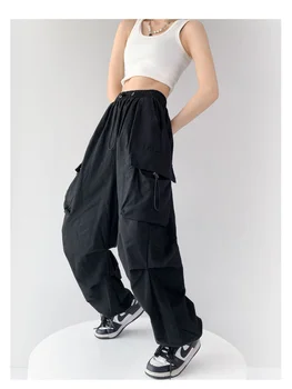 HOUZHOU Vintage Naiste Langevari Püksid Suured Taskud Y2k Lasti joggers korea Streetwear Naine Techwear Kottis Vabaaja Pükste