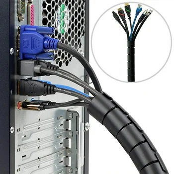 2M Paindlik Spiral Cable Organizer Ladustamise Line Protector Arvuti Traat Lõpetamise Protector Office Desk Korralik Kaabel Tarvikud