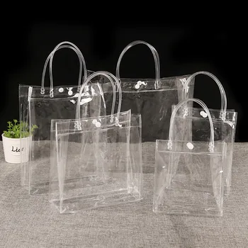 Läbipaistev, pehme PVC kingitus tassima pakendamise kotid, käsi aasa, läbipaistvast Plastikust käekott, kosmeetika kott
