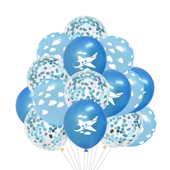 Sinine Valge Pilv Lateks Õhupallid Poiss Lennuk Lennuk Teema Sünnipäeva Konfetit Õhupalli Baby Shower Pulmad Decor Globos