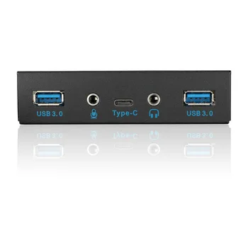 Sise-USB-3.1 Gen 1 Tüüp C + 2 x USB 3.0 Port Hub Esipaneel w/ HD-Audio, Mic Jack for Desktop PC Case 3.5