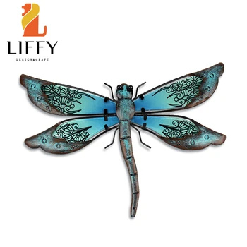 Metallist Dragonfly Klaasist Seina Kunsti Aia Kaunistamiseks Loomade Väljas Kujud ja Skulptuurid Kaunistamiseks Hoovis