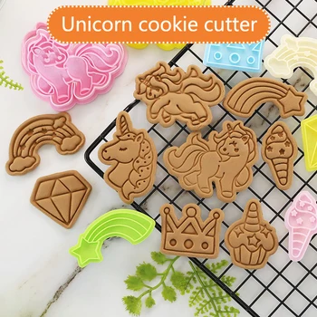 Ükssarvik 3D Cookie Cutters Cartoon Christmas Hallituse Küpsise Hallituse Plastikust Köök, Küpsetamine, Kaunistamine Vahendid