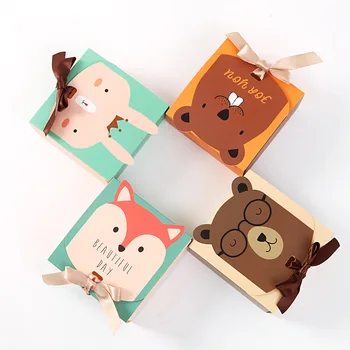 10 Tk/Set Multikas Loomade Paberist Karbid Cube Kids Sünnipäeva Soosib Kingitus Pakend Karp Külaline Jänes Rebane Candy Kastid