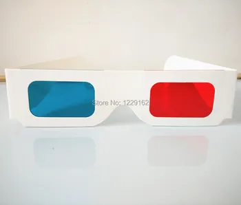Tasuta kohaletoimetamine (50tk/palju) taaskasutatavaid valge paber 3D prillid Paber Raami Punane/Sinine objektiiv 3d virtual video Vaatamiseks Anaglyph