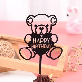 Armas Karu Happy Birthday Cake Torukübar Kuld, Hõbe Sünnipäeva Cupcake Torukübar Lipud Kaunistasid Lapsed Sünnipäeva Armas Kingitusi