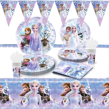 Uus Disney Külmutatud Kids Tüdrukute Kasuks Sünnipäeva Paketi Korral Partei Teenetemärgi Tassid, Taldrikud Baby Shower, Ühekordsed Nõud Tarvikud